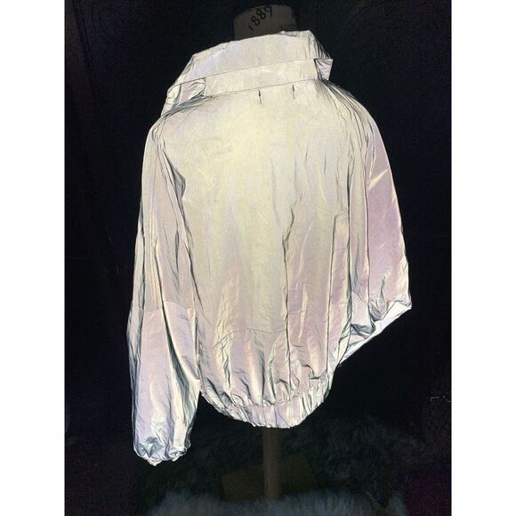 Pretty Little Thing Gray Reflective 1/2 Zip Jacket Women's Size 8 - Picture 3 of 5